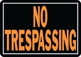 Hy-Ko Hy-Glo Series 804 Identification Sign, Rectangular, NO TRESPASSING, Fluorescent Orange Legend, Black Background
